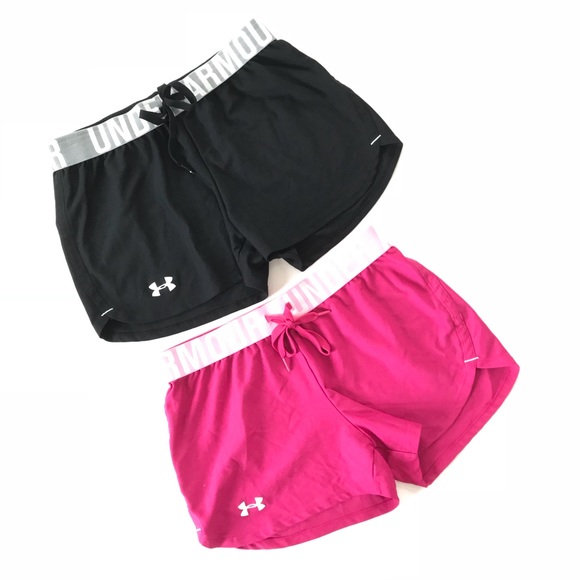 Under Armour Pants - Under Armour Running Shorts Size XS Black Pink